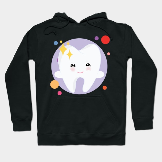 Shiny Happy Clean Tooth Sparking Cute Kawaii Kids Design Hoodie by The Little Store Of Magic